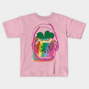 St Patricks Day Shamrock Cat Kids T-Shirt